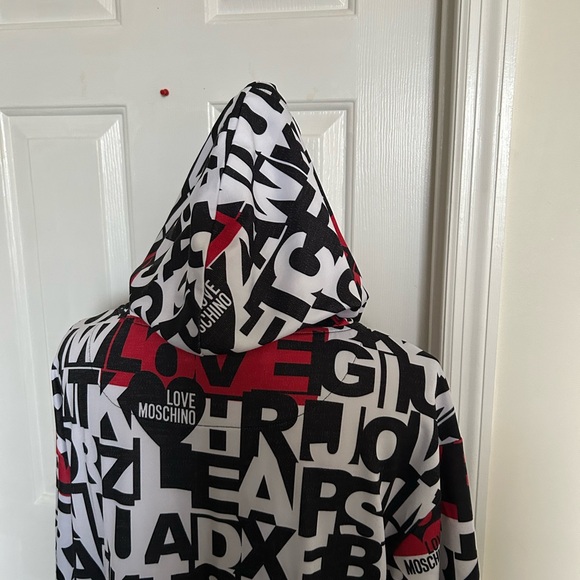 Love Moschino Alphabet Logo Print Hooded Long Sleeves Art To Wear Shirt Dress - Picture 10 of 15